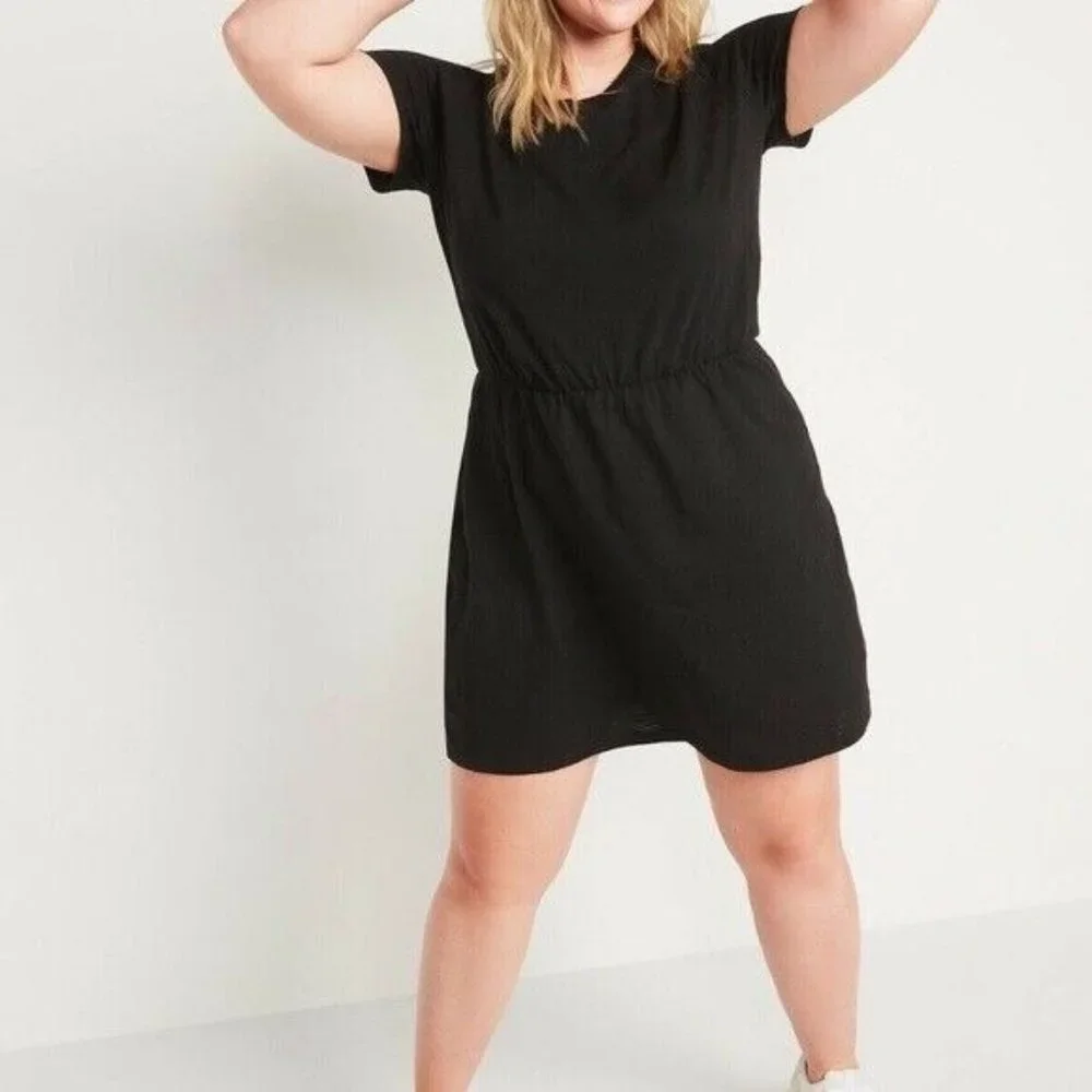 Old Navy T-Shirt Dress Black Waist Defined Mini NWT